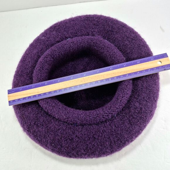 Handmade Purple Felted Wool Hat w/ Green Blue Crochet Band Boho Retro main image 6